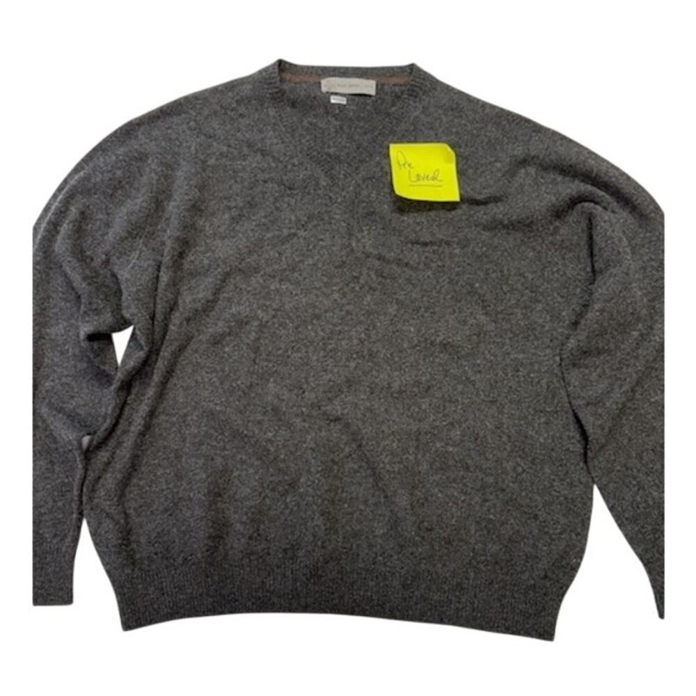 Scott James Crewneck Sweater Elbow Patch Pullover Cashmere Gray Mens Size XXL